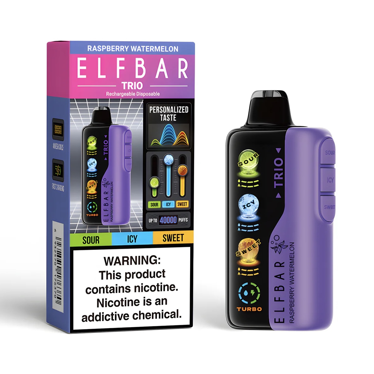 王嘉尔同款  elfbar trio 40k  850mAH  20ml  5% 酸/甜/冰自由调节